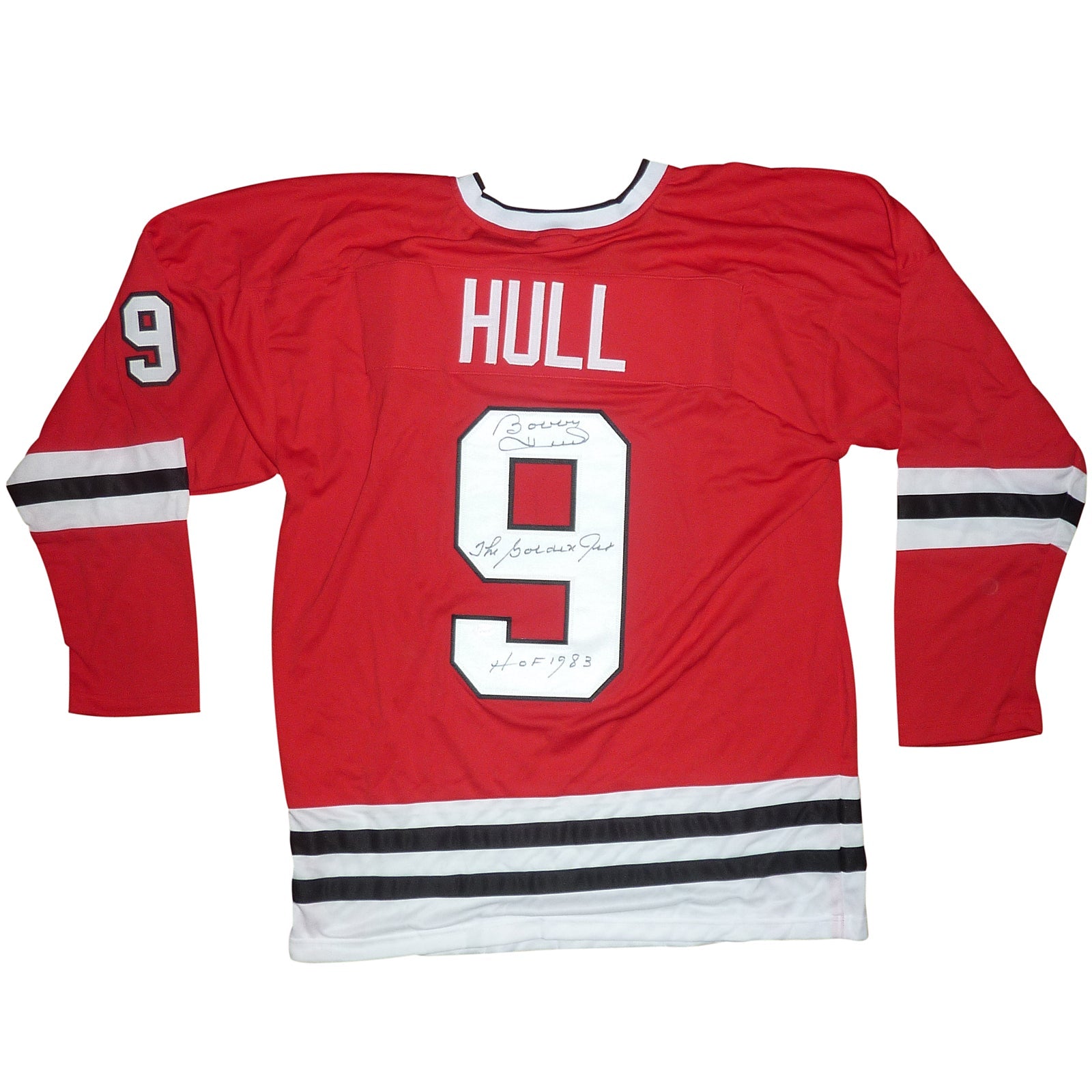Autographed Bobby Hull Chicago (Red #9) Custom Jersey - JSA-Powers Sports Memorabilia