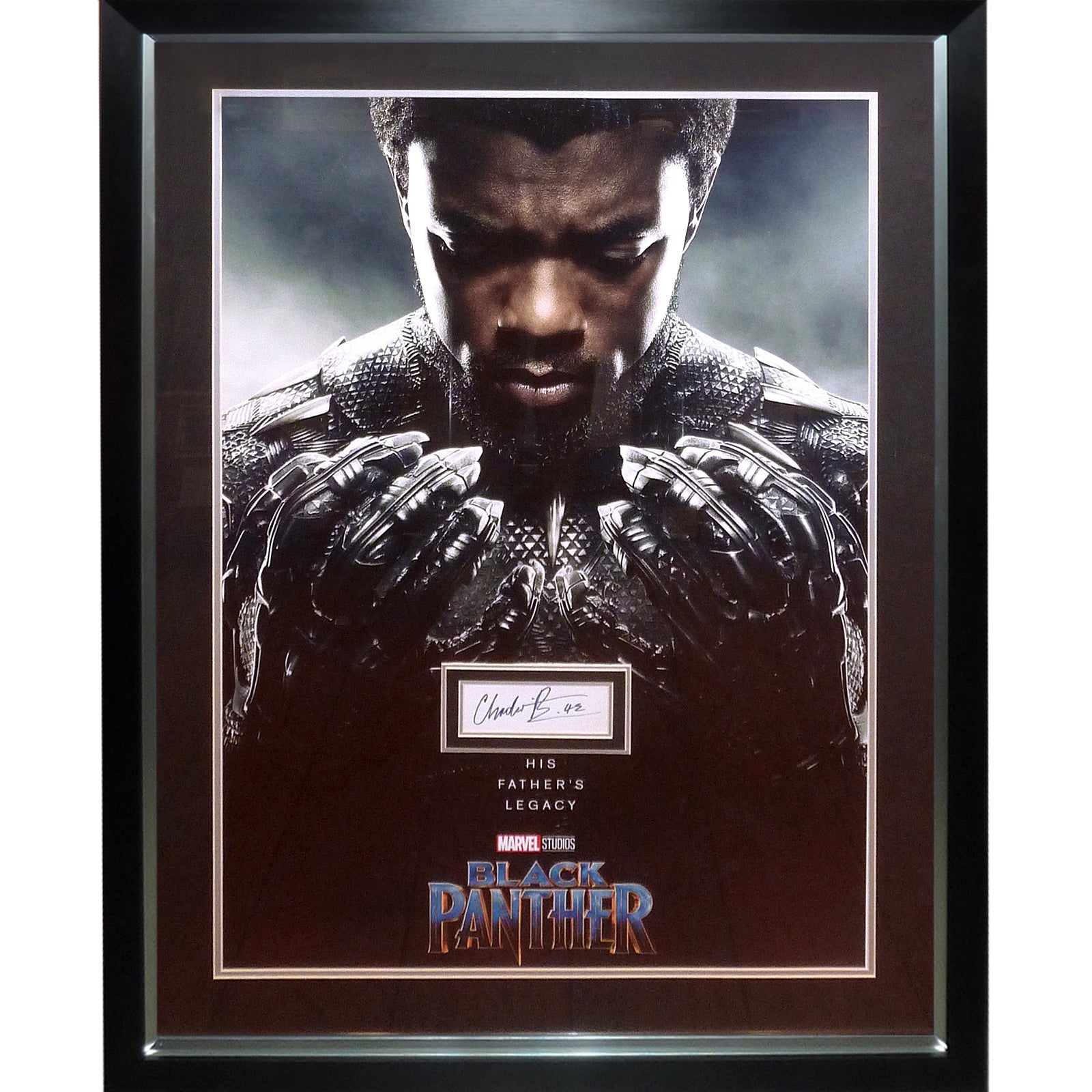 Black Panther Full-Size Movie Poster Deluxe Framed with Chadwick Boseman Autograph - JSA Letter-Powers Sports Memorabilia