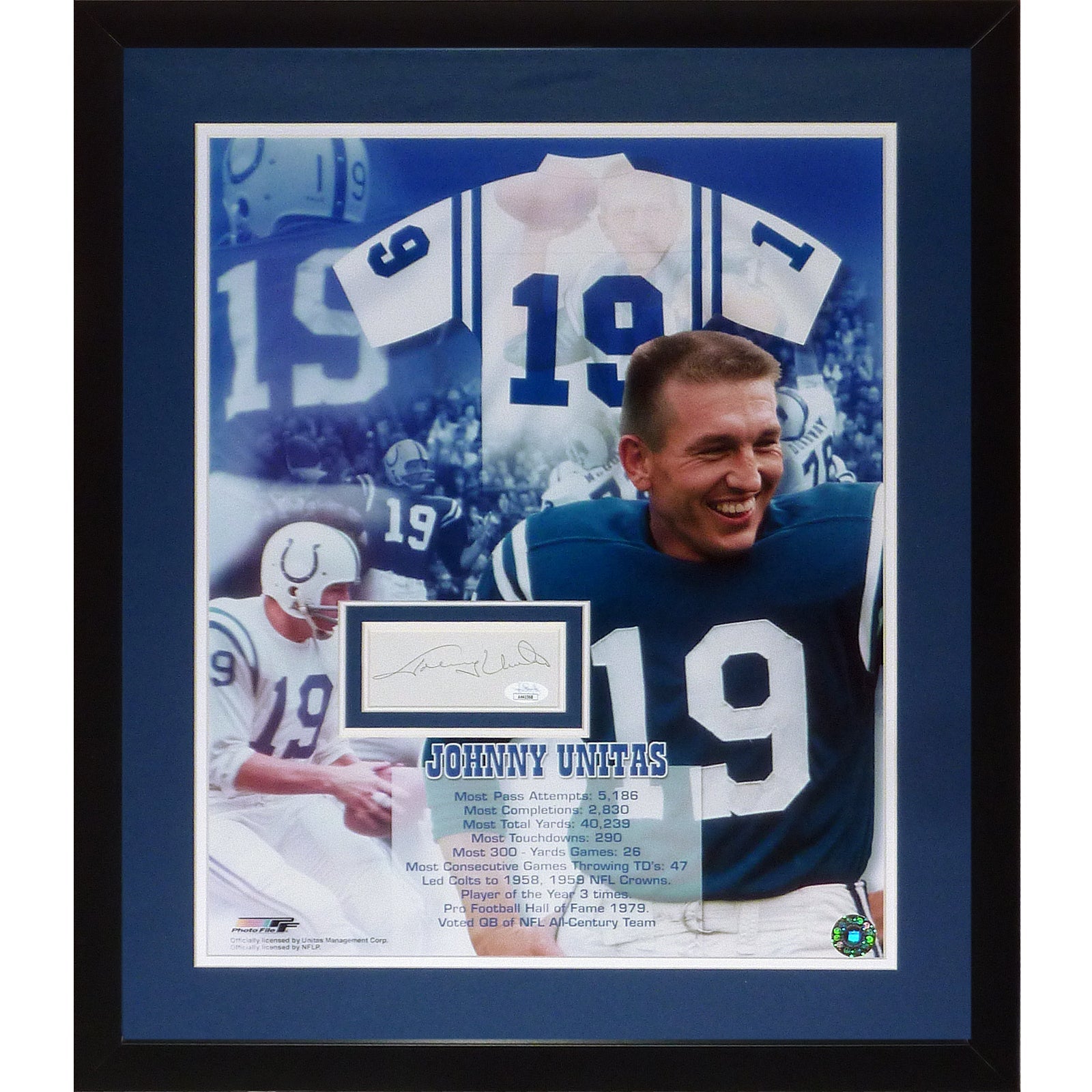 Autographed Johnny Unitas Baltimore Colts Collage 16x20 Photo Deluxe Framed with Signature - JSA-Powers Sports Memorabilia