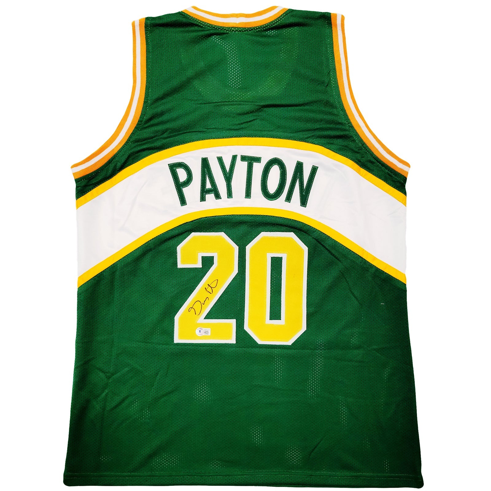 Autographed Gary Payton Seattle (Green #20) Custom Jersey - Beckett-Powers Sports Memorabilia