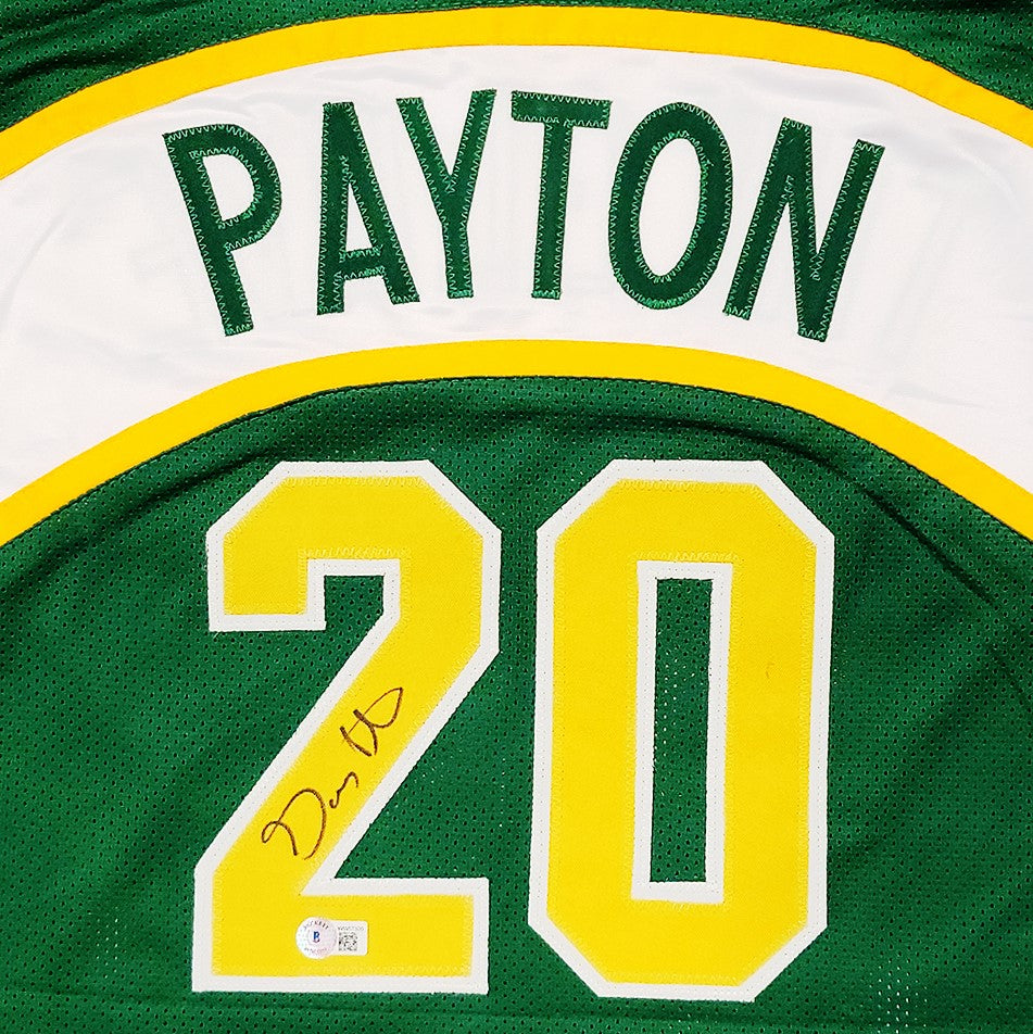 Autographed Gary Payton Seattle (Green #20) Custom Jersey - Beckett-Powers Sports Memorabilia