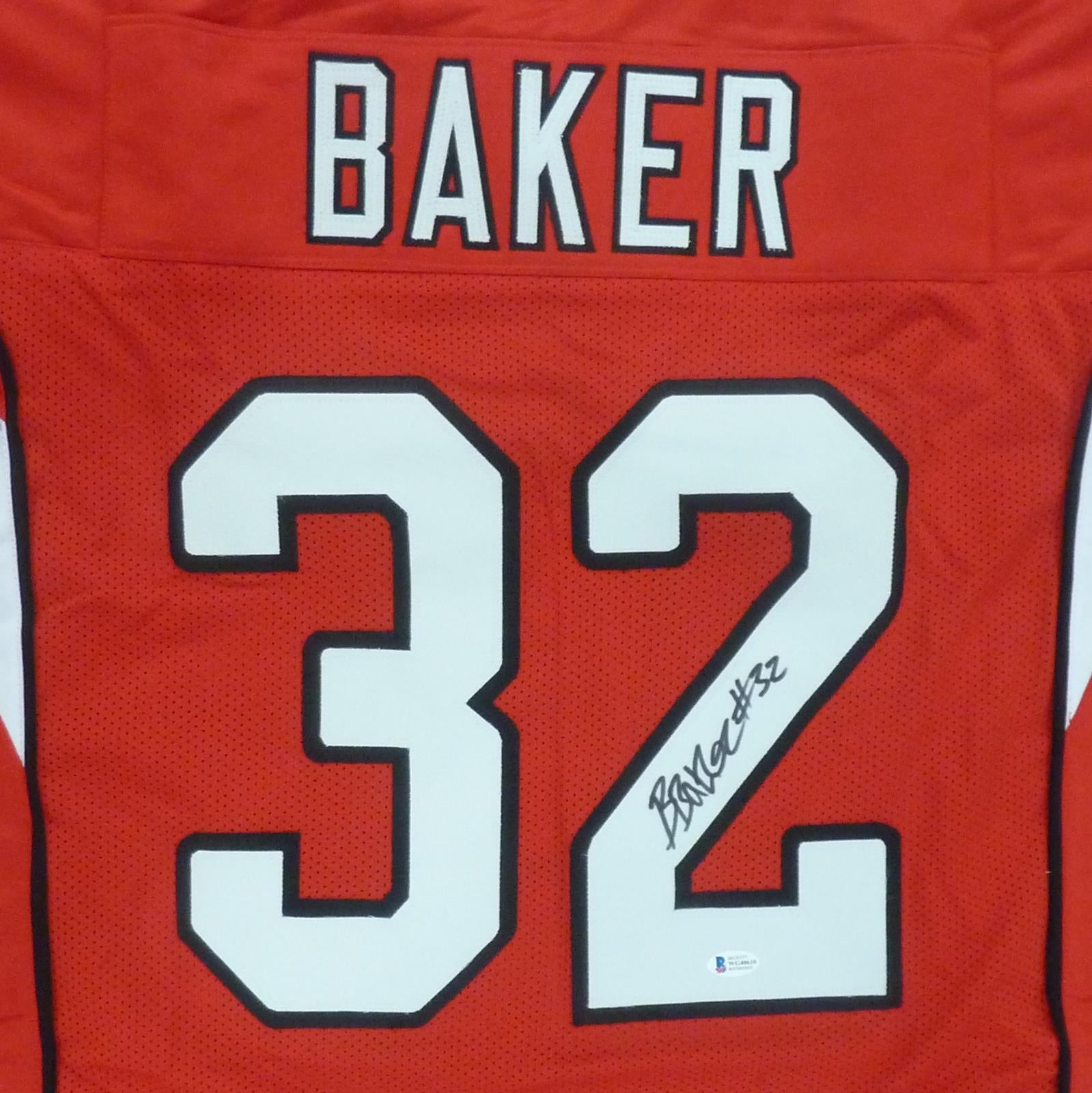Autographed Buddha Baker Arizona (Red #32) Custom Jersey - Beckett-Powers Sports Memorabilia