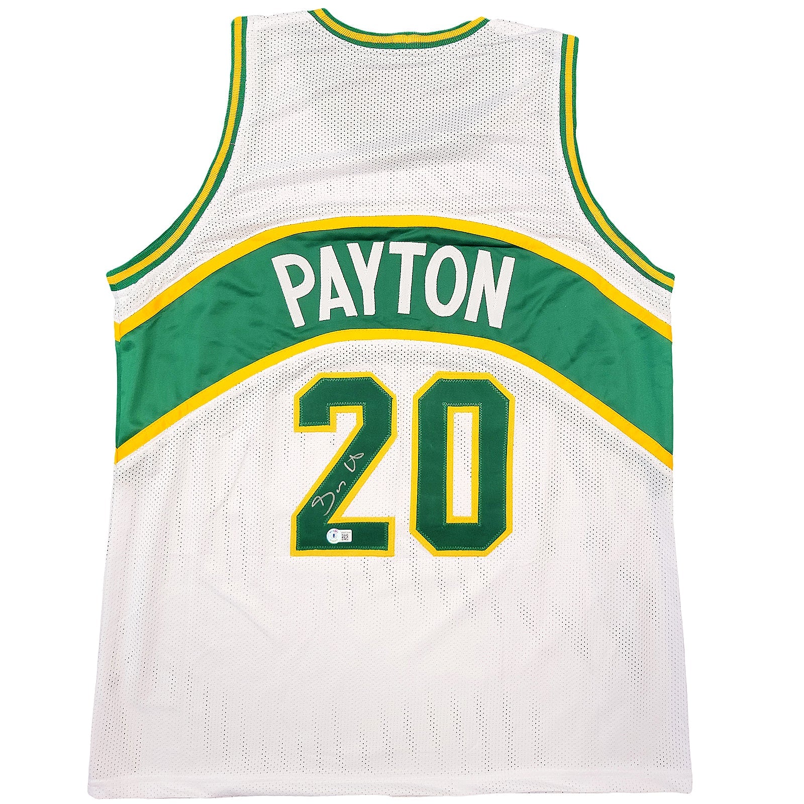 Autographed Gary Payton Seattle (White #20) Custom Jersey - Beckett