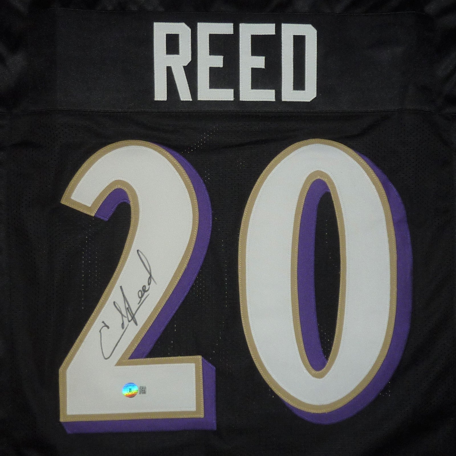 Autographed Ed Reed Baltimore (Black #20) Custom Jersey - Beckett-Powers Sports Memorabilia