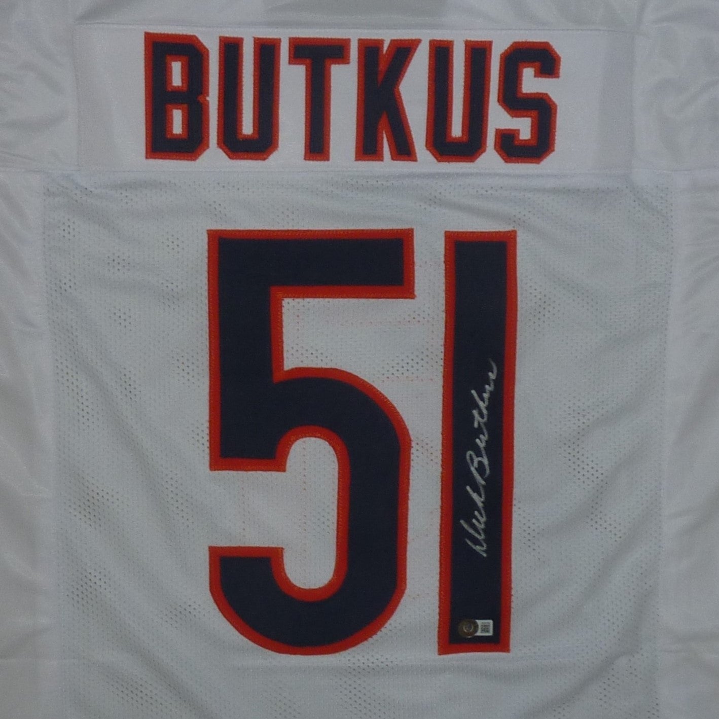 Autographed Dick Butkus Chicago (White #51) Custom Jersey - Beckett-Powers Sports Memorabilia