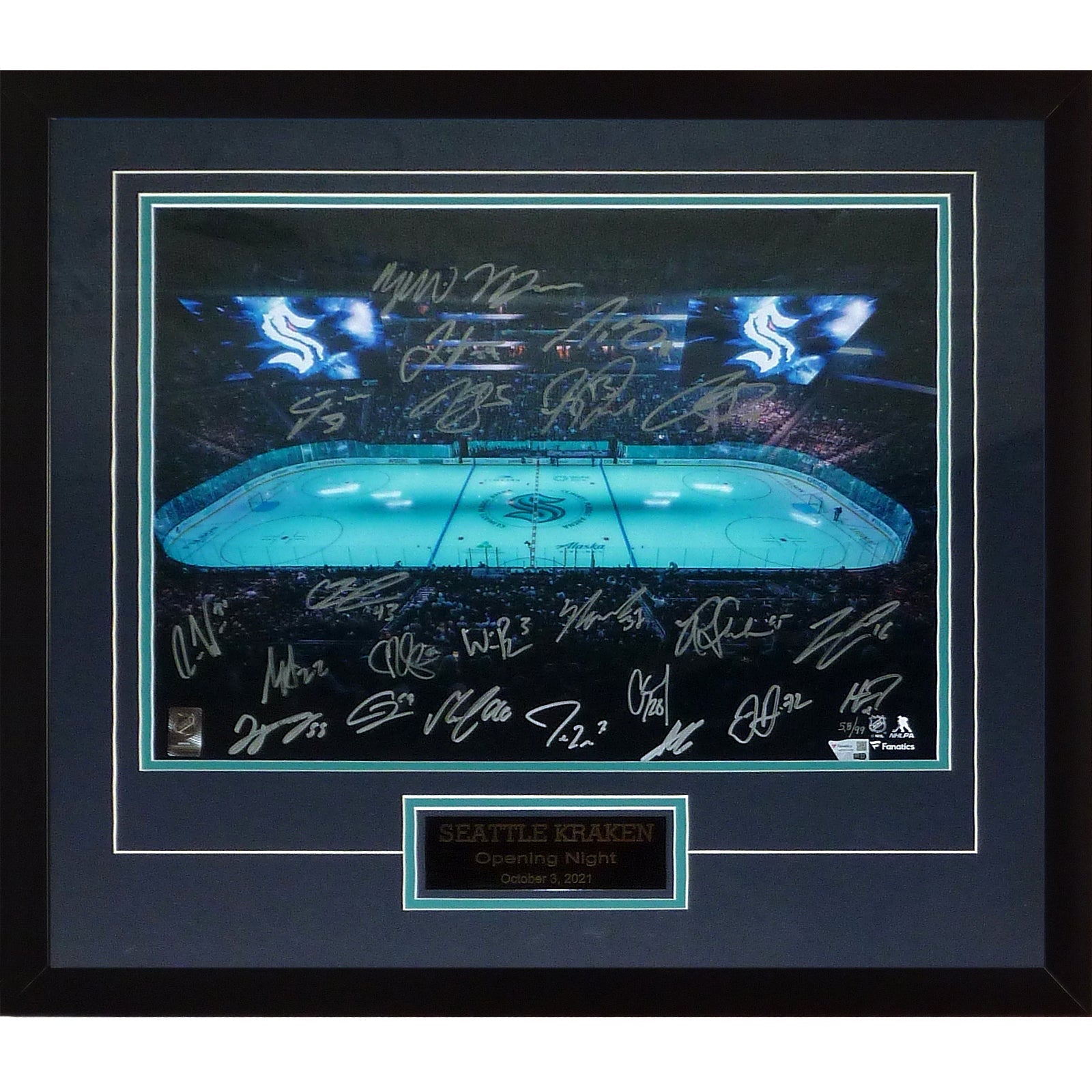 Autographed Seattle Kraken Team Opening Night Rink Deluxe Framed 16x20 Photo - Fanatics-Powers Sports Memorabilia