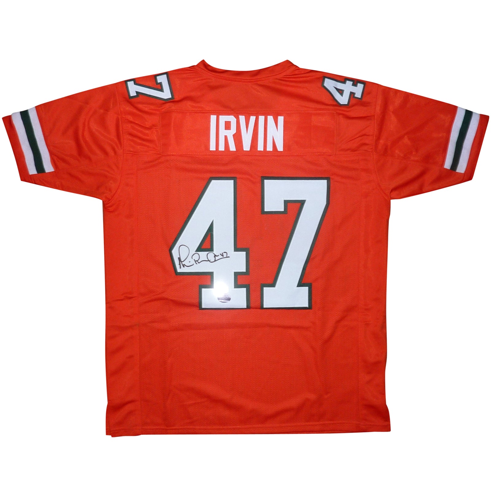 Autographed Michael Irvin Miami Hurricanes (Orange #47) Custom Jersey - Beckett-Powers Sports Memorabilia