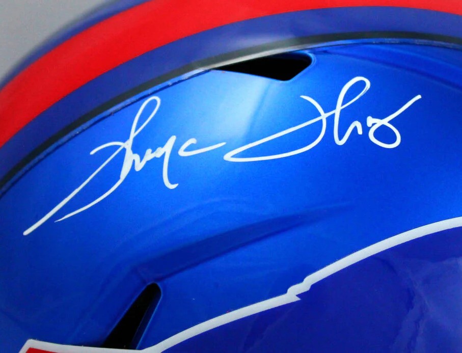 Autographed Thurman Thomas Buffalo Bills (FLASH Alternate) Deluxe Full-Size Replica Helmet - Beckett-Powers Sports Memorabilia
