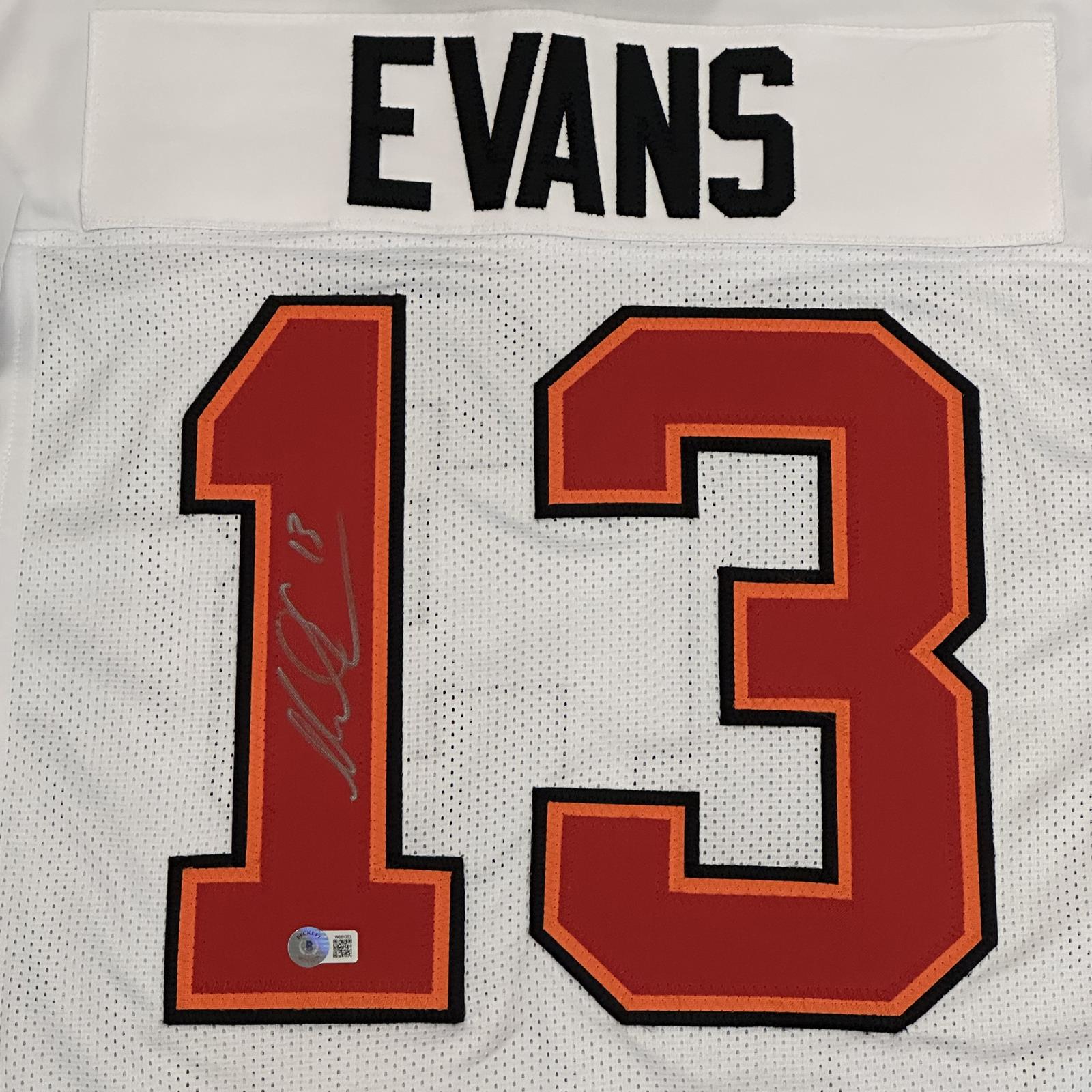 Autographed Mike Evans Tampa Bay (White #13) Custom Jersey - Beckett-Powers Sports Memorabilia