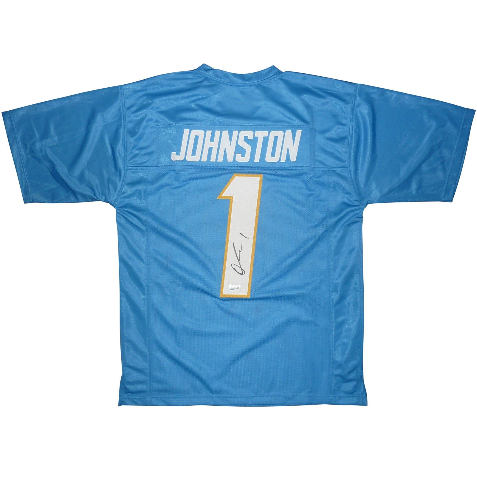 Autographed Quentin Johnston Los Angeles (Baby Blue #1) Custom Jersey - Beckett-Powers Sports Memorabilia