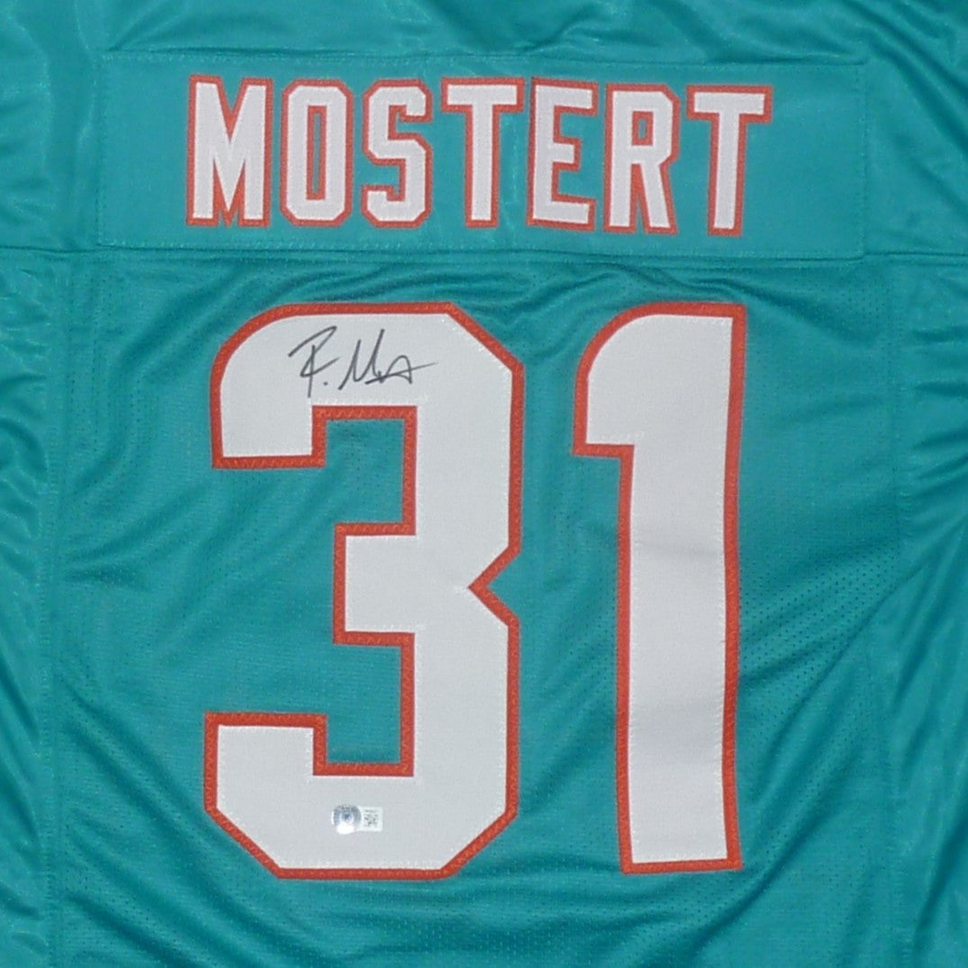 Autographed Raheem Mostert Miami (Teal #31) Custom Jersey - Beckett-Powers Sports Memorabilia