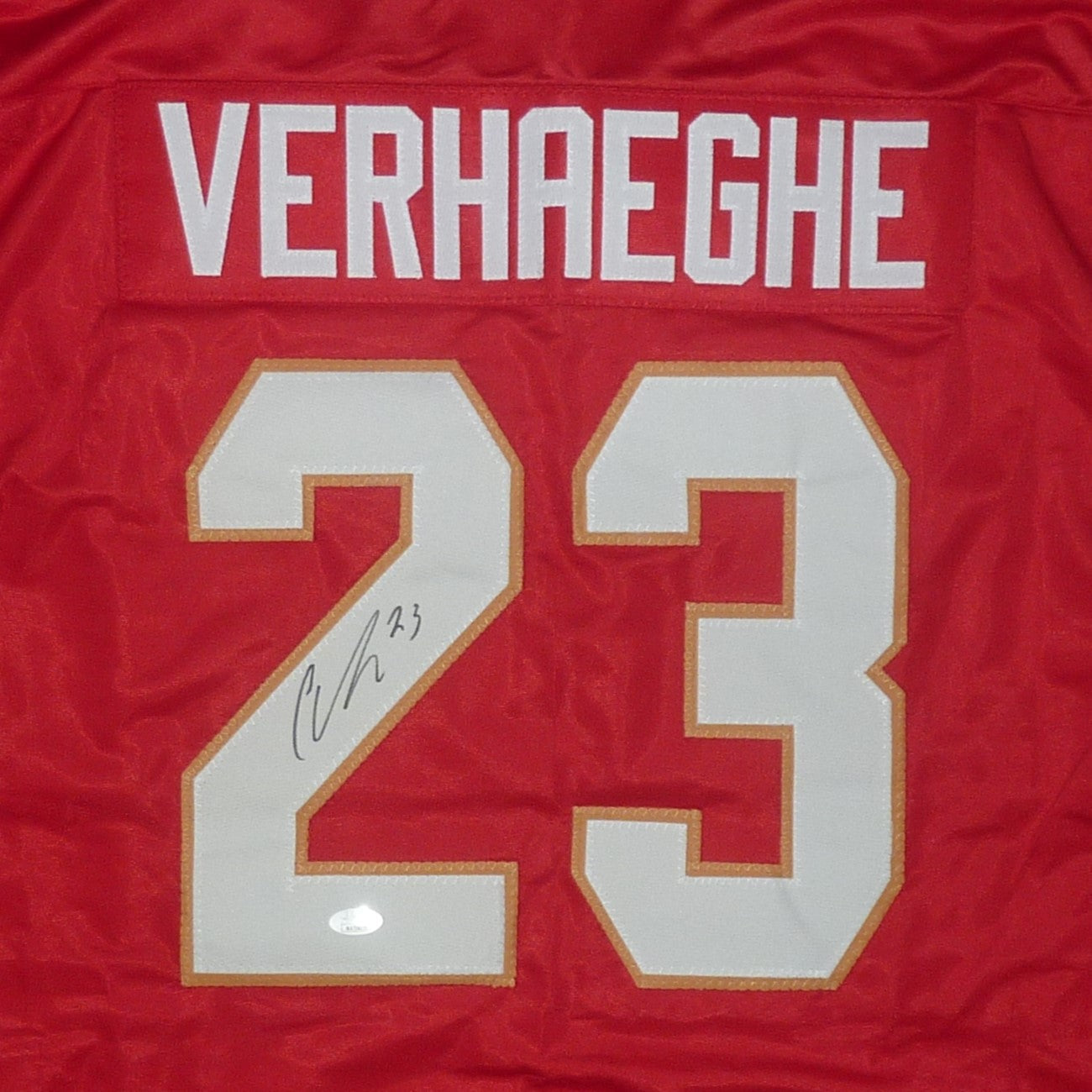 Autographed Carter Verhaeghe Florida (Red #23) Custom Hockey Jersey - JSA-Powers Sports Memorabilia