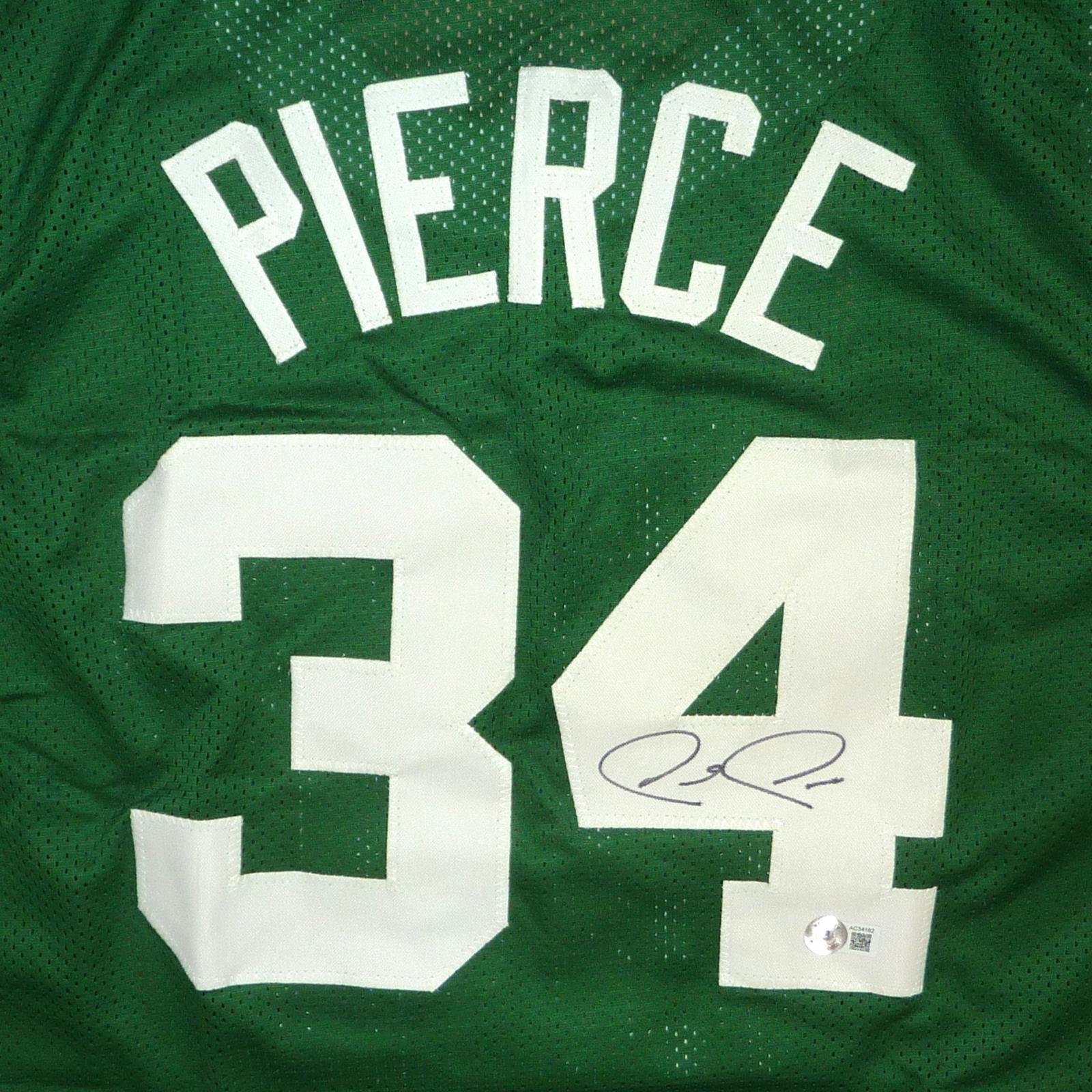 Autographed Paul Pierce Boston (Green #34) Custom Jersey - Beckett Witness-Powers Sports Memorabilia