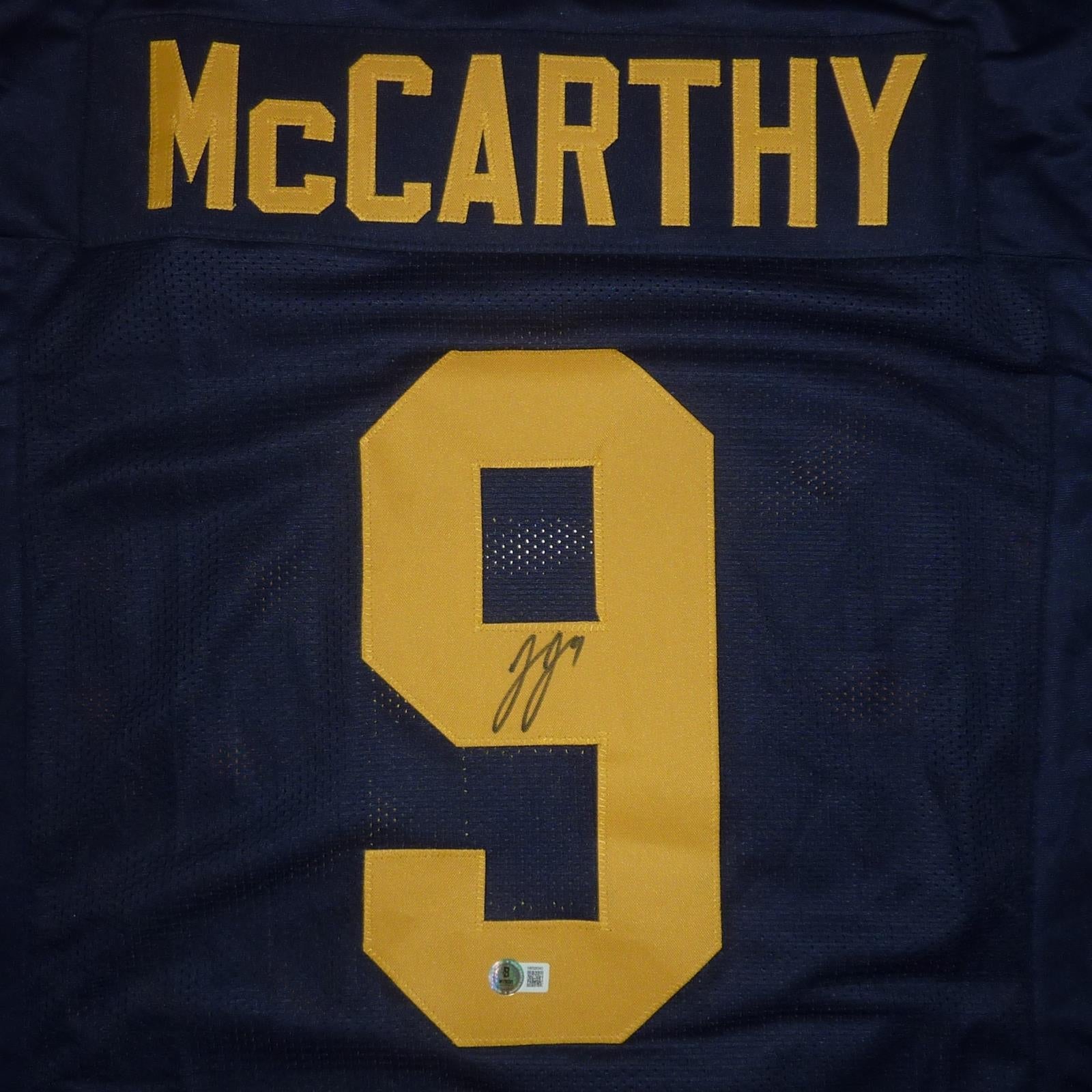 Autographed JJ McCarthy Michigan Wolverines (Blue #9) Custom Jersey - Beckett-Powers Sports Memorabilia