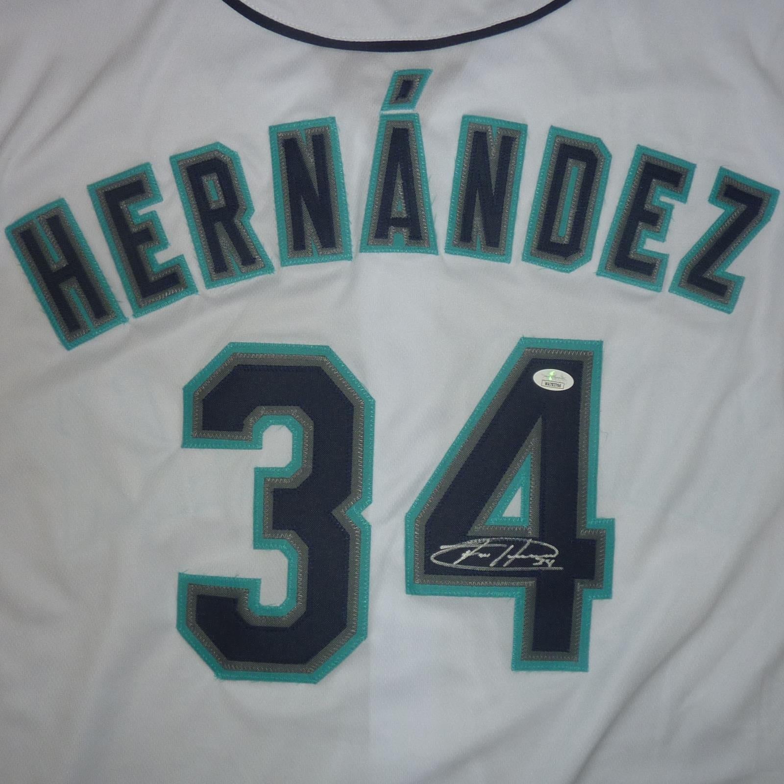 Autographed Felix Hernandez Seattle "King Felix" (White #34) Custom Jersey - JSA-Powers Sports Memorabilia