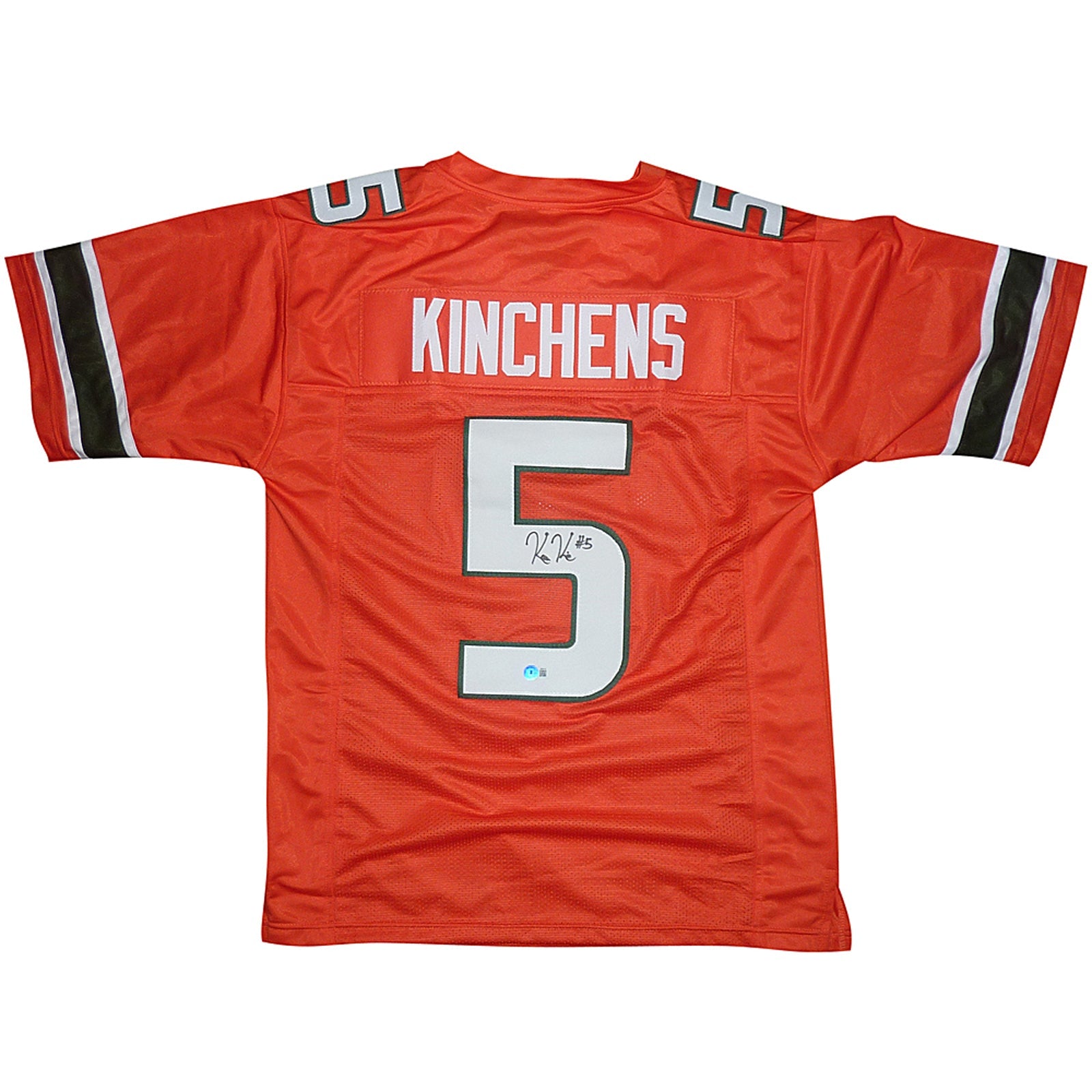 Autographed Kamren Kinchens Miami (Orange #5) Custom Jersey - JSA-Powers Sports Memorabilia