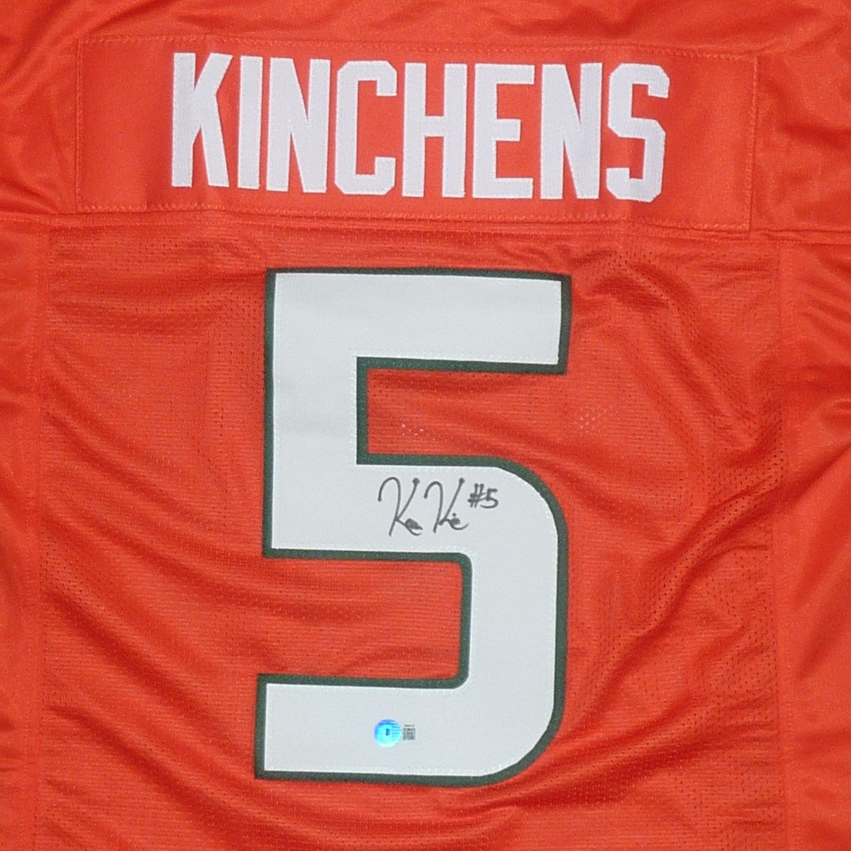 Autographed Kamren Kinchens Miami (Orange #5) Custom Jersey - JSA-Powers Sports Memorabilia