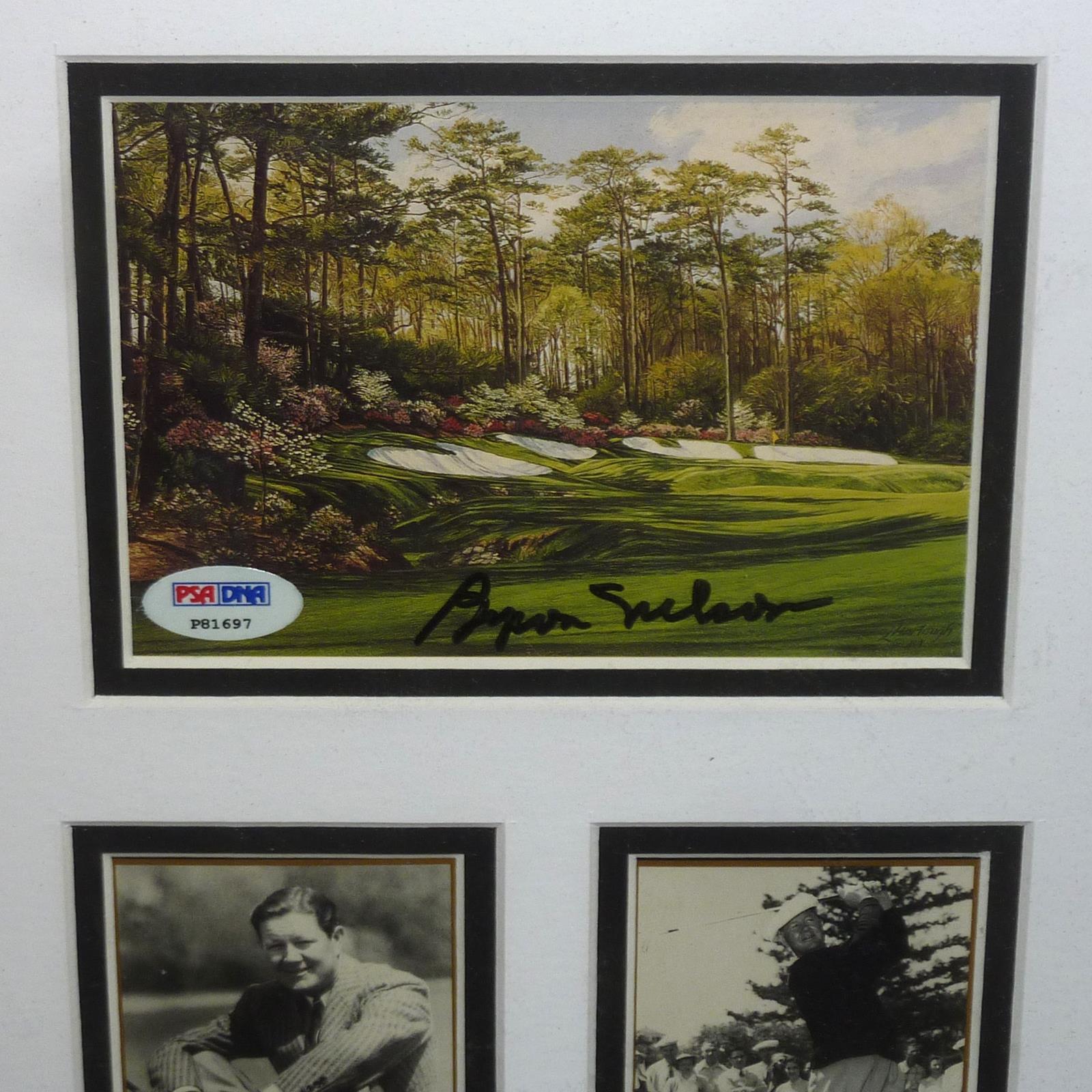 Autographed Byron Nelson Masters Postcard Deluxe Framed with 2 Cards and 8x10 Photo - PSA/DNA-Powers Sports Memorabilia