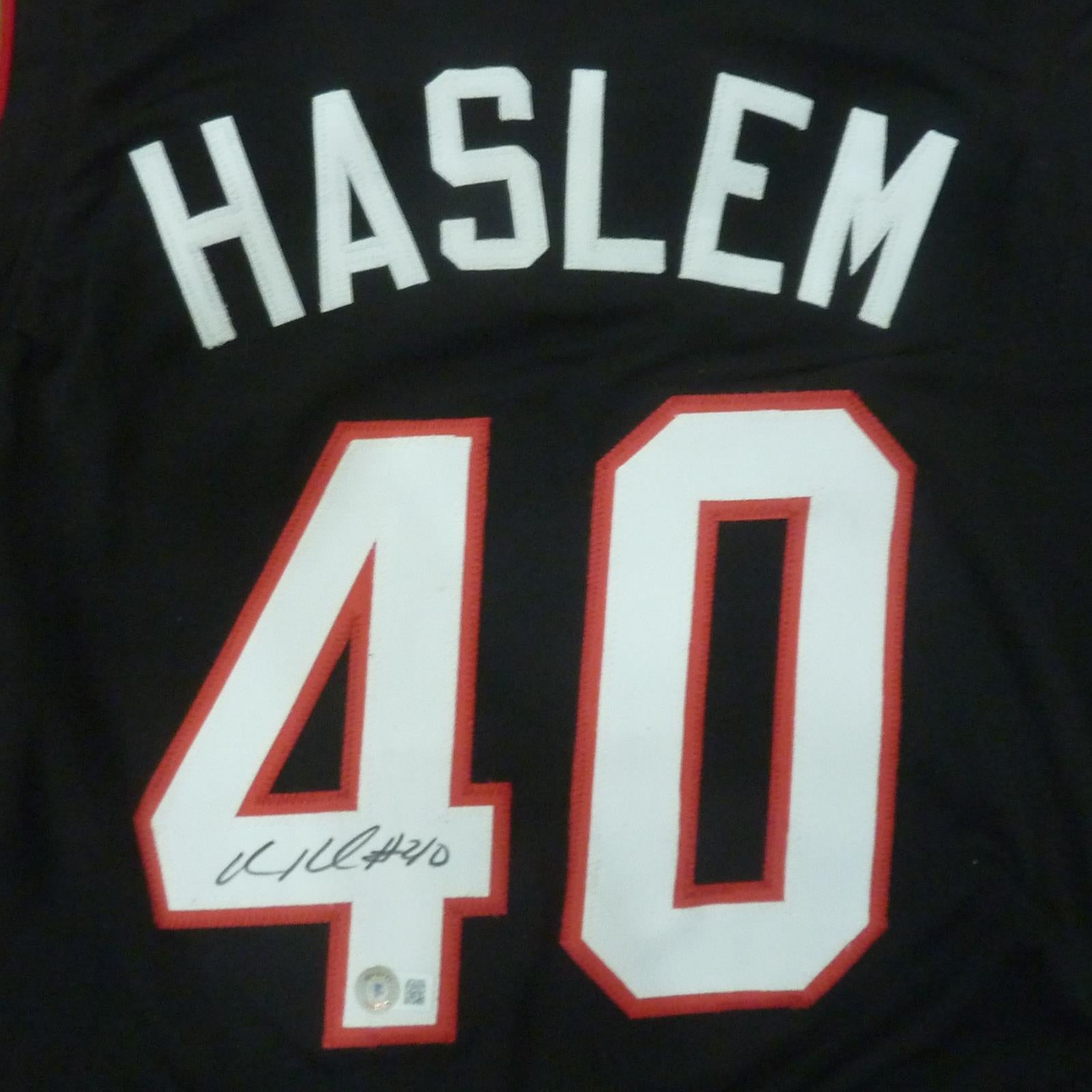 Autographed Udonis Haslem Miami (Black #40) Custom Jersey - Beckett-Powers Sports Memorabilia