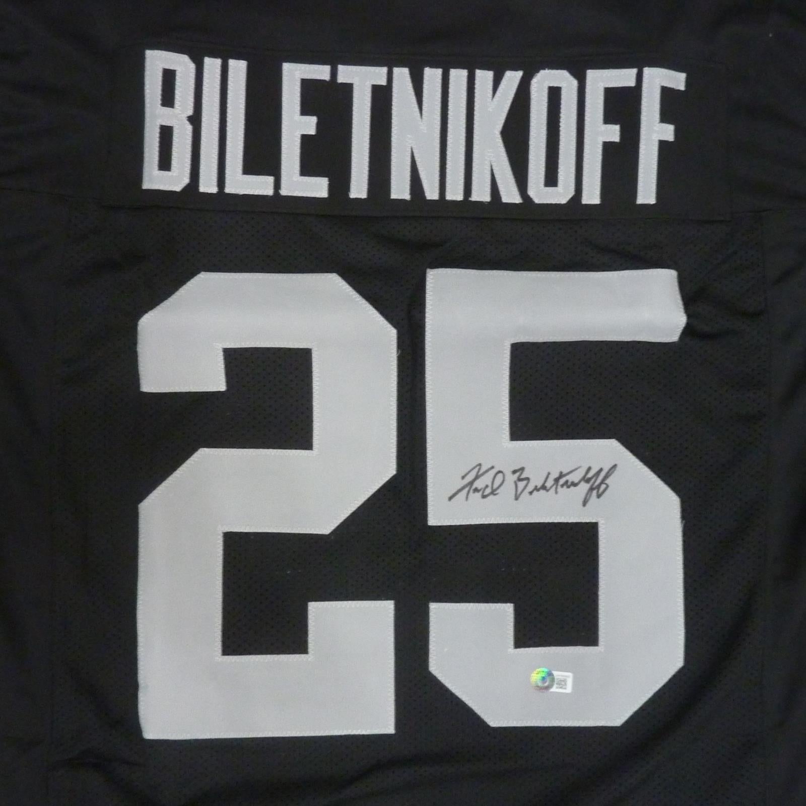 Autographed Fred Biletnikoff Oakland (Black #25) Custom Jersey - TriStar-Powers Sports Memorabilia