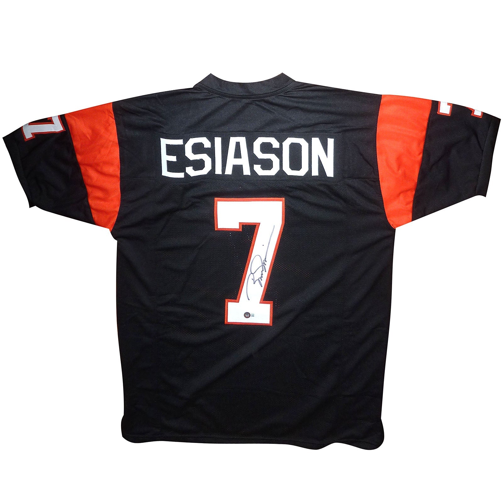 Autographed Boomer Esiason Cincinnati (Black #7) Custom Jersey - Beckett-Powers Sports Memorabilia