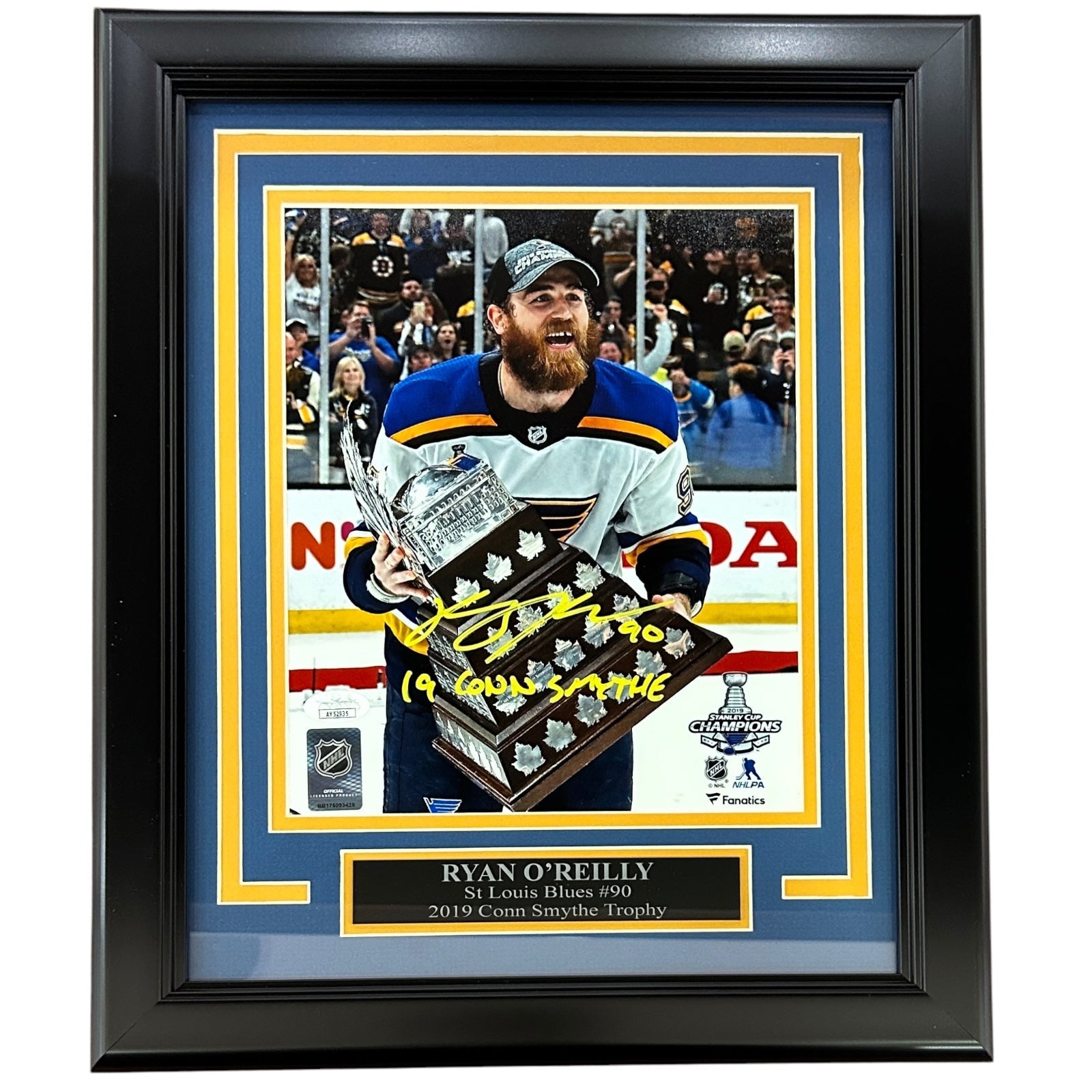 Autographed Ryan O'Reilly St Louis Blues (2019 Conn Smythe Trophy) Deluxe Framed 8x10 Photo - JSA-Powers Sports Memorabilia