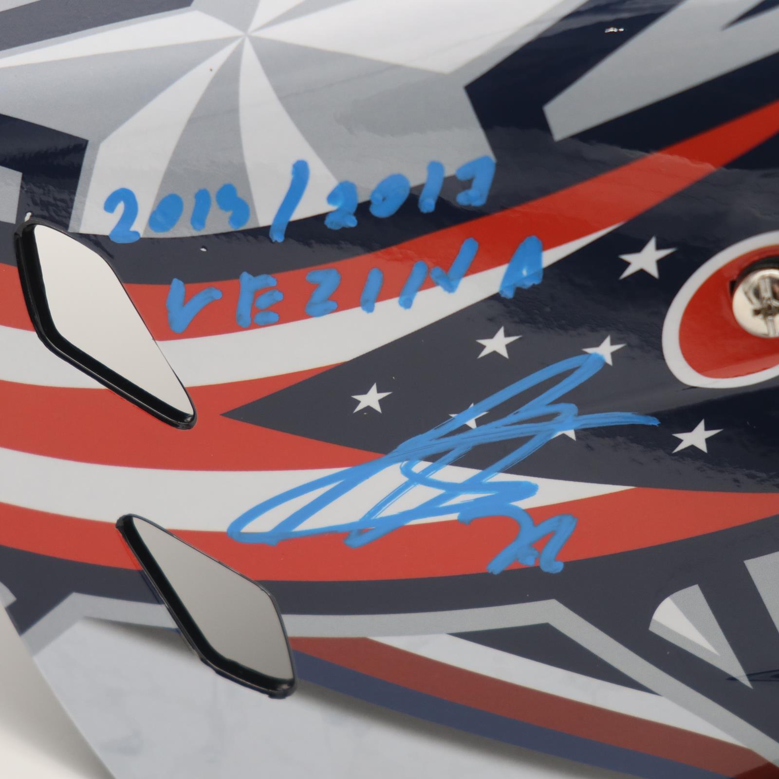 Autographed Sergei Bobrovsky Columbus Blue Jackets Full-Size Goalie Mask w/ "2013 2017 Vezina Trophy" - JSA-Powers Sports Memorabilia