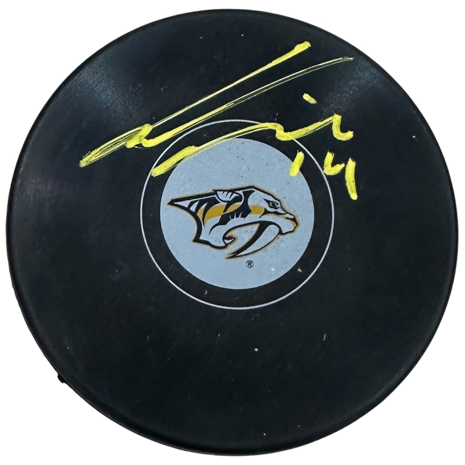 Autographed Gustav Nyquist Nashville Predators Hockey Puck - JSA-Powers Sports Memorabilia