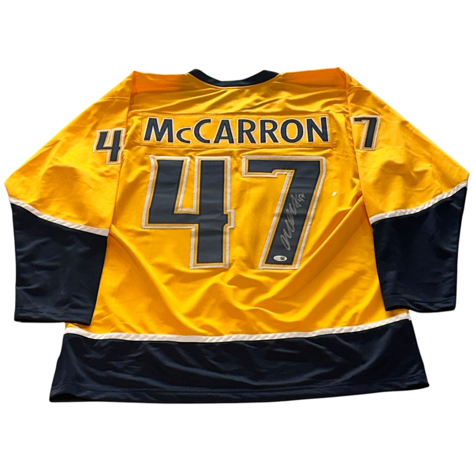 Autographed Michael McCarron Nashville (Gold #47) Custom Hockey Jersey - JSA-Powers Sports Memorabilia