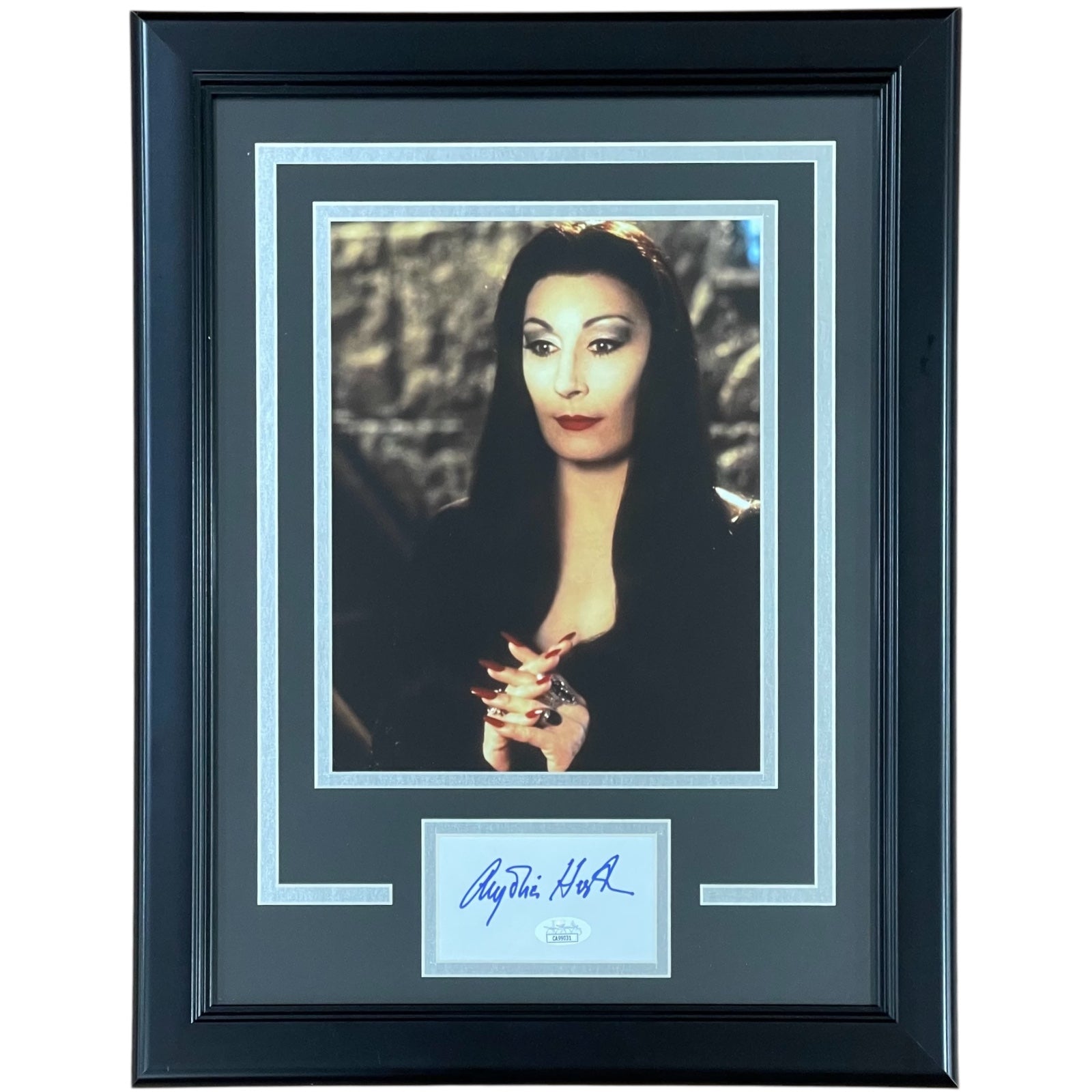 Autographed Anjelica Huston Addams Family Morticia 8x10 Photo "Signature Series" Frame - JSA-Powers Sports Memorabilia