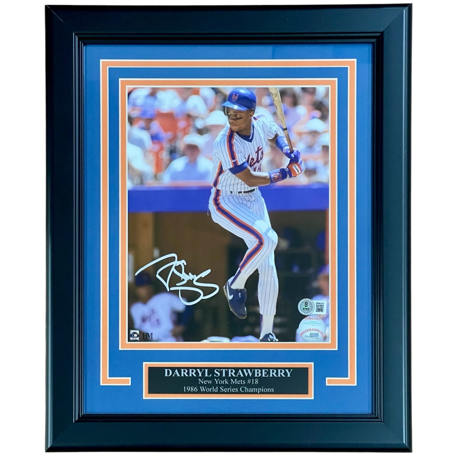 Autographed Darryl Strawberry New York Mets Deluxe Framed 8x10 Photo - Beckett-Powers Sports Memorabilia
