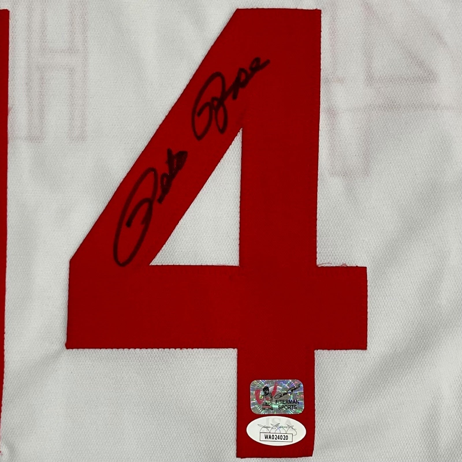 Autographed Pete Rose Cincinnati "Hit King" (White #14) Custom Jersey - Black Signature - JSA-Powers Sports Memorabilia