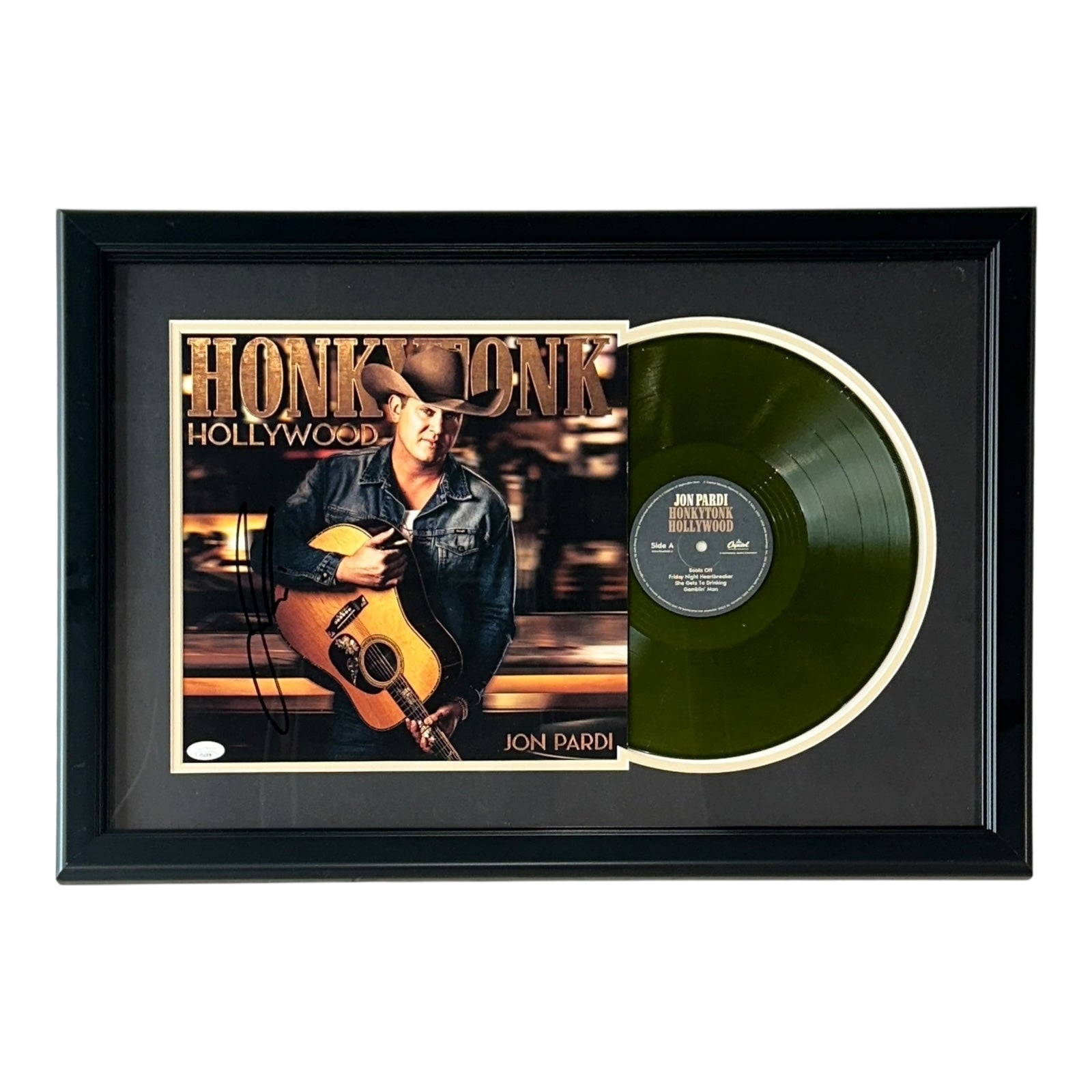 Autographed Jon Pardi Honkytonk Hollywood Deluxe Framed Vinyl Record Album - JSA-Powers Sports Memorabilia