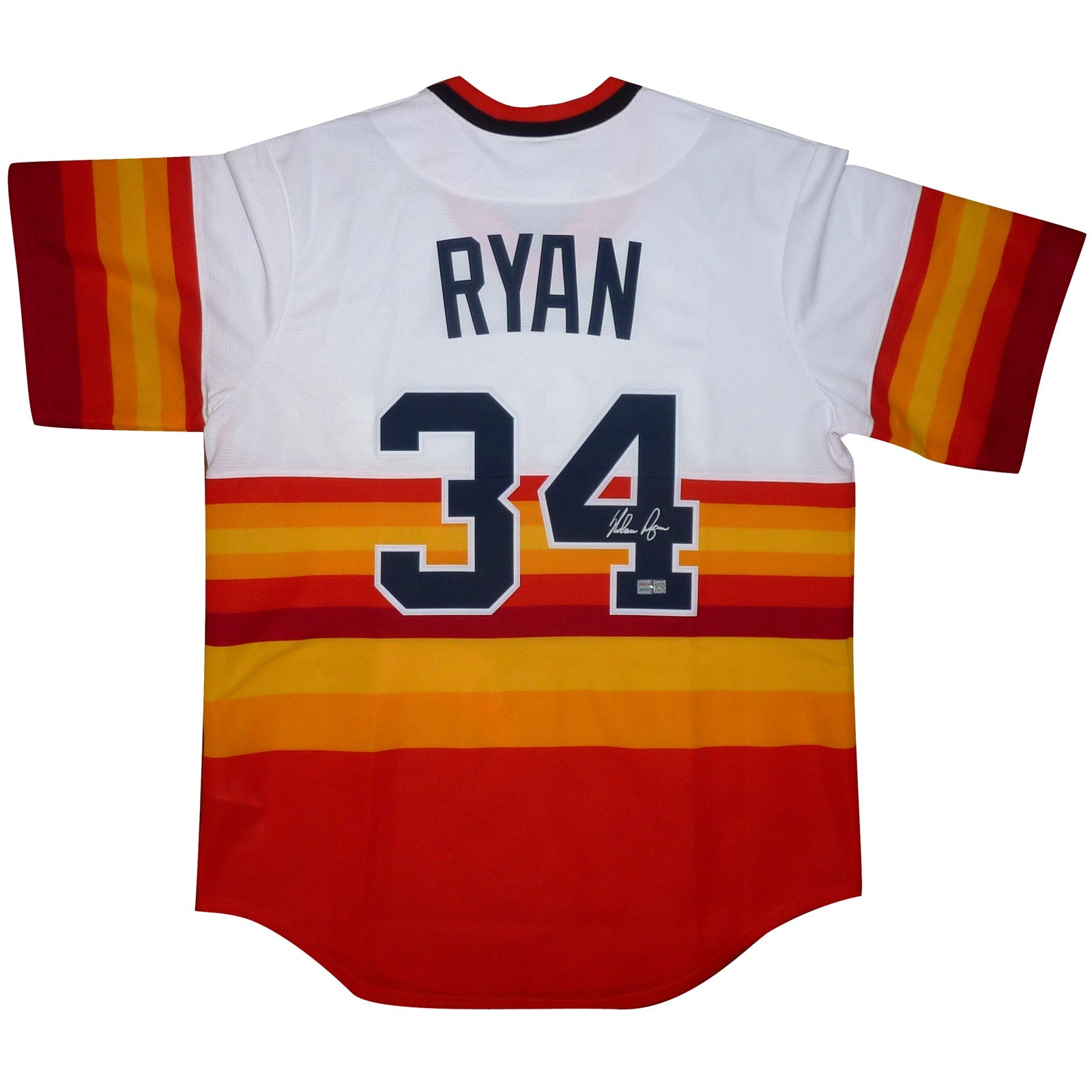 Autographed Nolan Ryan Houston Astros (Rainbow Throwback) Majestic Jersey - TriStar-Powers Sports Memorabilia