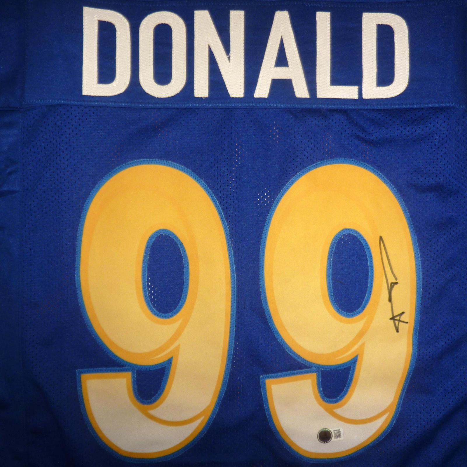 Autographed Aaron Donald Los Angeles (Blue #99) Custom Jersey - Beckett-Powers Sports Memorabilia