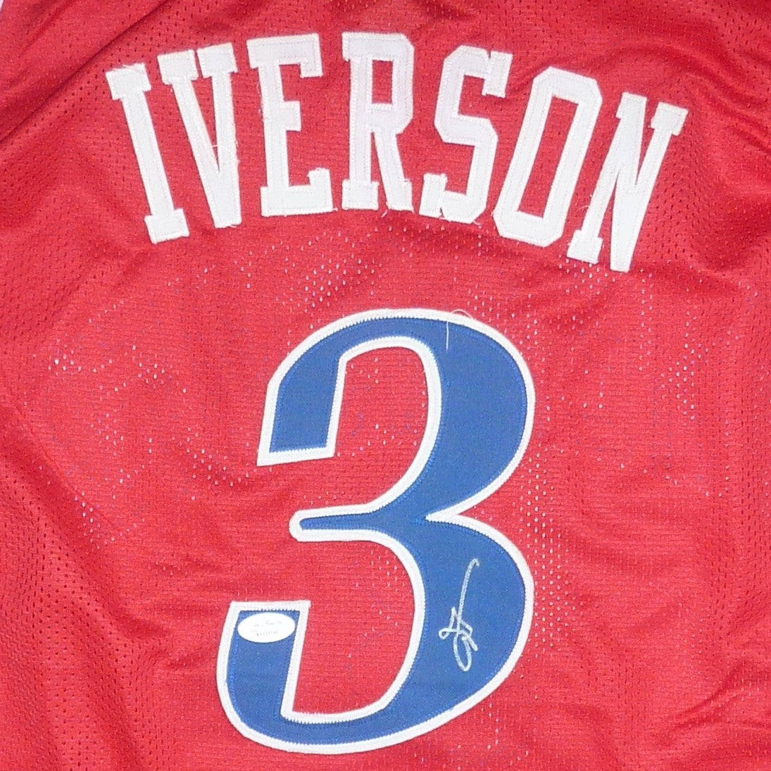 Autographed Allen Iverson Philadelphia (Red #3) Custom Basketball Jersey - JSA-Powers Sports Memorabilia