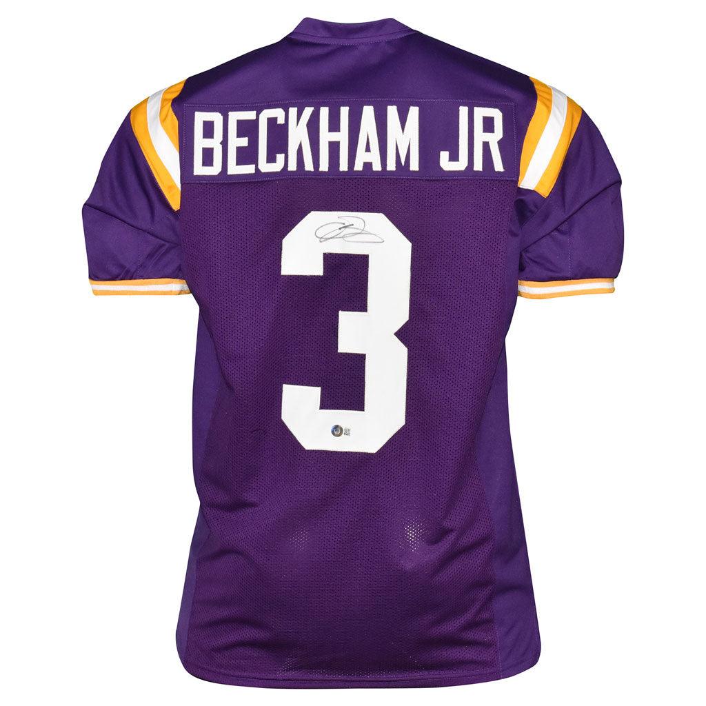 Autographed Odell Beckham Jr. LSU Louisiana State Tigers (Purple #3) Custom Jersey - Beckett-Powers Sports Memorabilia