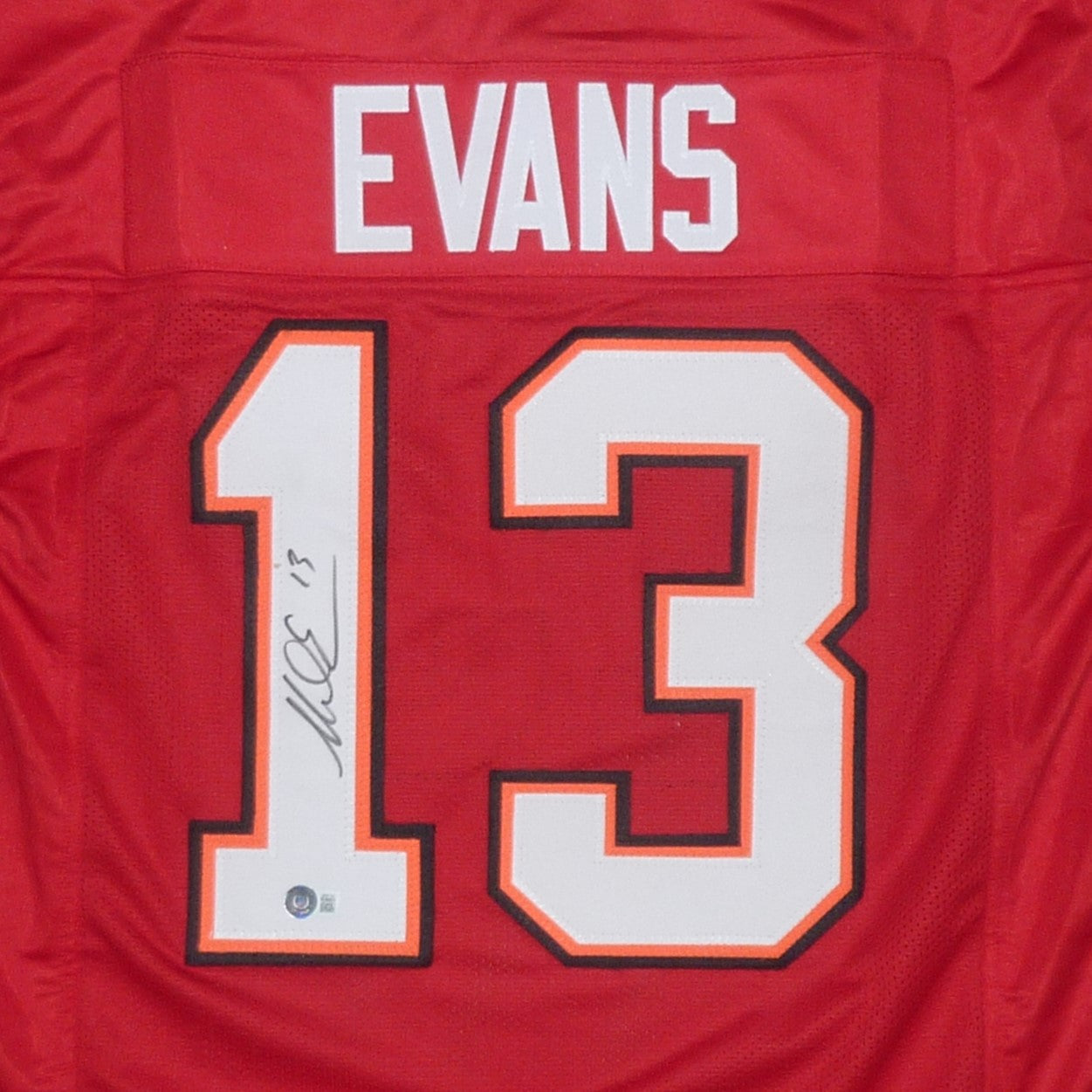 Autographed Mike Evans Tampa Bay (Red #13) Custom Jersey - Beckett-Powers Sports Memorabilia