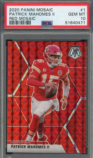 Patrick Mahomes 2020 Panini Mosaic Red Prizm Football Card #1 Graded PSA 10-Powers Sports Memorabilia