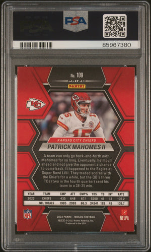 Patrick Mahomes 2023 Panini Mosaic Red Football Card #109 Graded PSA 10-Powers Sports Memorabilia