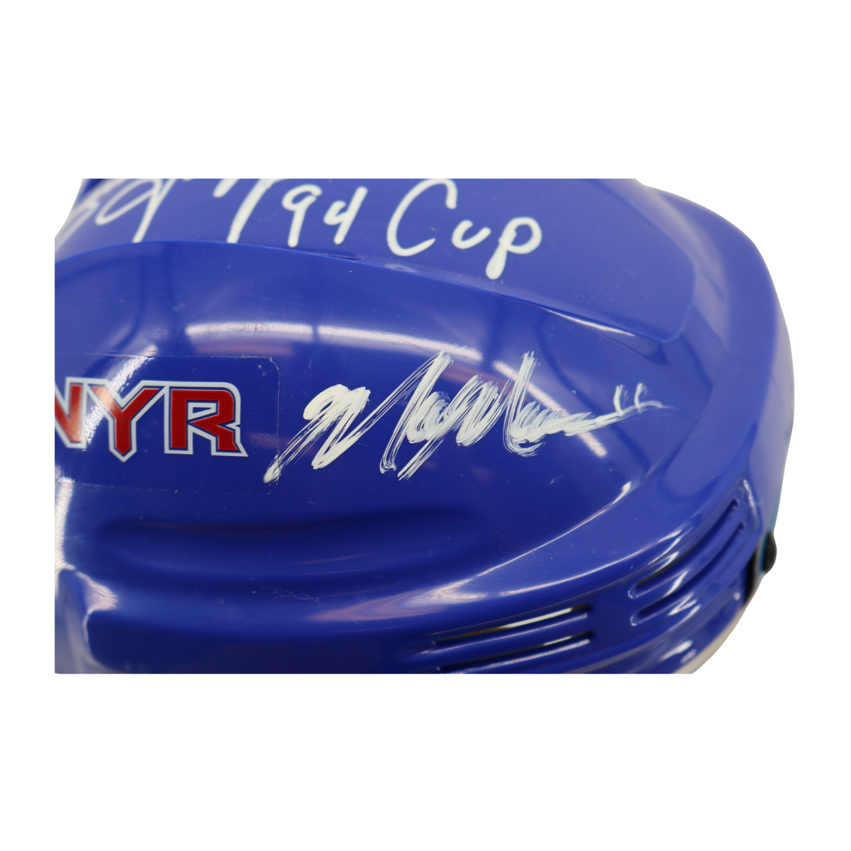 Brian Leetch/Mark Messier New York Rangers Auto Dual Signed Inscribed Blue Mini-Powers Sports Memorabilia