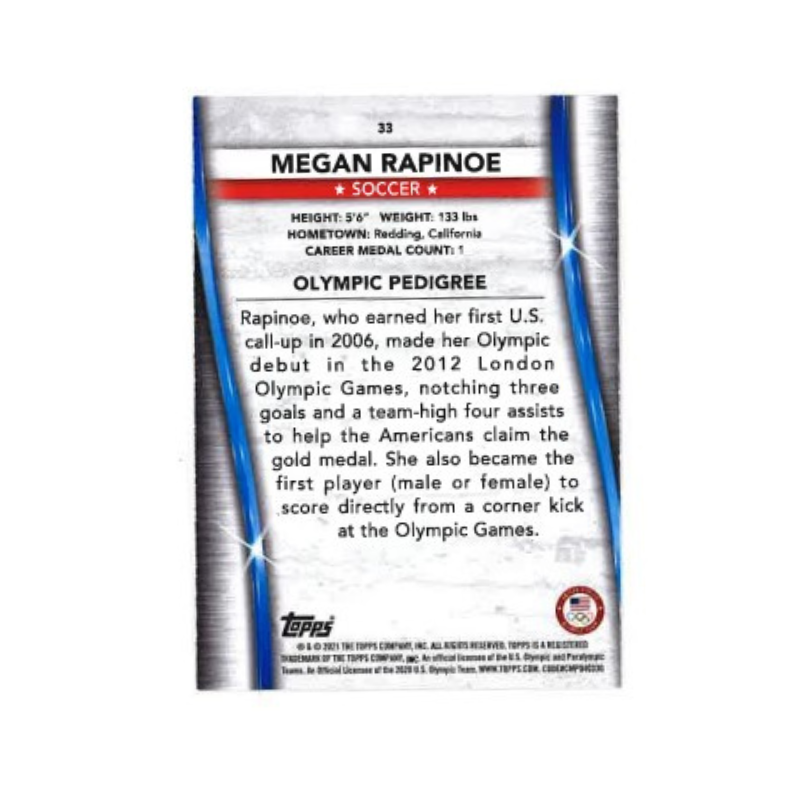Megan Rapinoe USWNT Signed Topps 2021 US Olympic Team Trading Card #33-Powers Sports Memorabilia