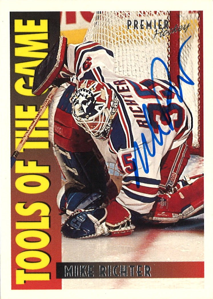 1995 Topps Premier Mike Richter Tools Of The Game #314 Autograph (On Right Edge)-Powers Sports Memorabilia