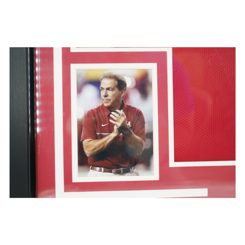 Nick Saban Signed Alabama Crimson Tide Elite Framed Maroon Jersey PSA Holo Only-Powers Sports Memorabilia