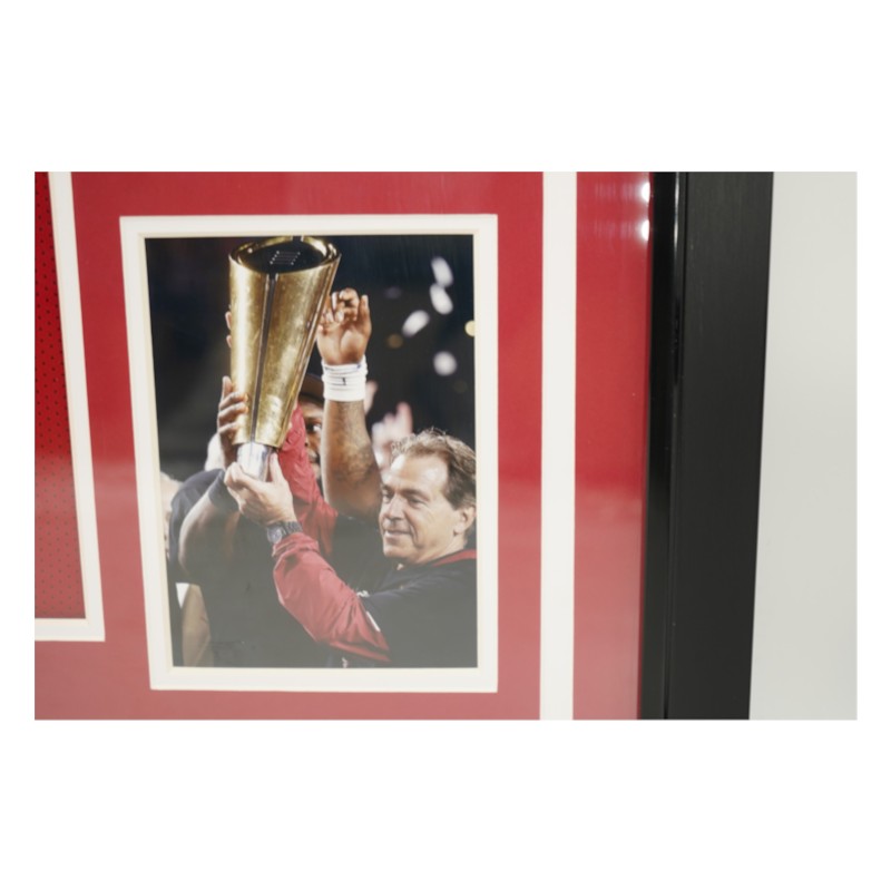 Nick Saban Signed Alabama Crimson Tide Elite Framed Maroon Jersey PSA Holo Only-Powers Sports Memorabilia