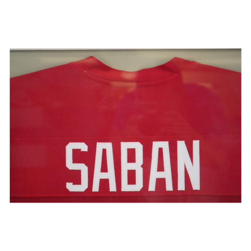 Nick Saban Signed Alabama Crimson Tide Elite Framed Maroon Jersey PSA Holo Only-Powers Sports Memorabilia