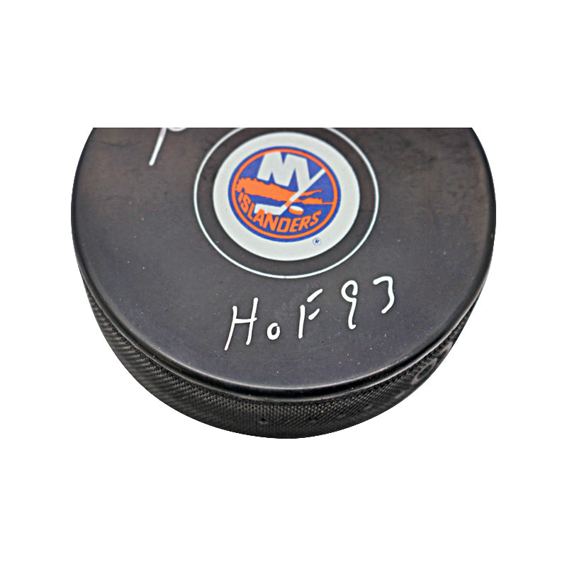 Billy Smith New York Islanders Signed and Inscr. "HOF 93" Islanders Puck (PSA Auth)