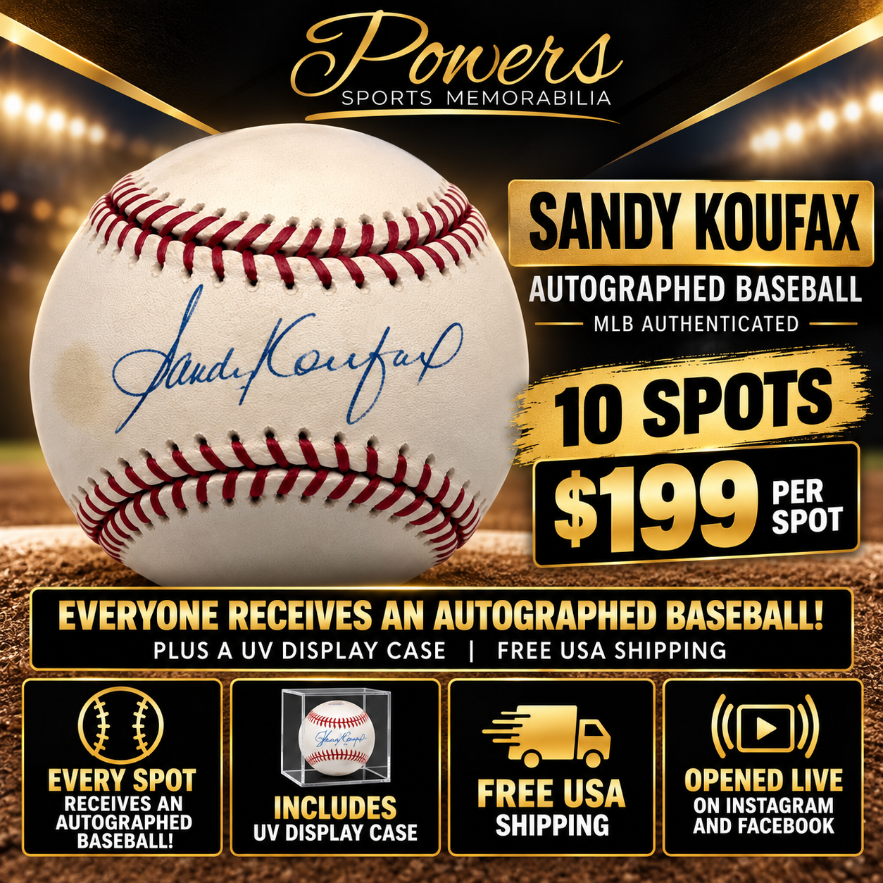 $199 Autographed Baseball Break – Sandy Koufax, Nolan Ryan, Yogi Berra & More-Powers Sports Memorabilia