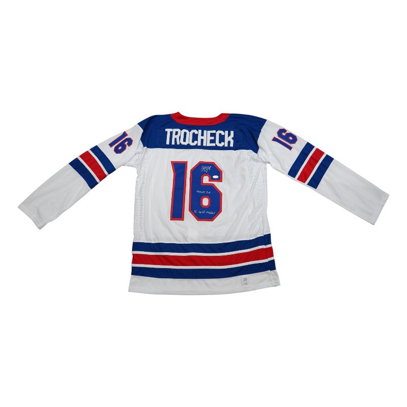 Vincent Trocheck 2026 USA Olympic Team Signed Inscribed White USA Jersey JSA Holo Only-Powers Sports Memorabilia