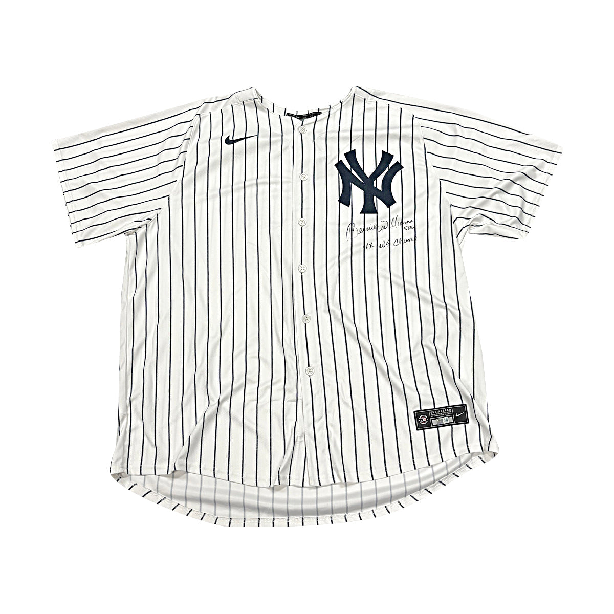Bernie Williams New York Yankees Signed Inscribed 4x WS Champ Nike Replica Jersey - Signed on Front-Powers Sports Memorabilia